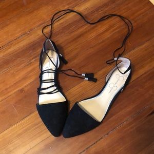 Black lace up flats- never worn